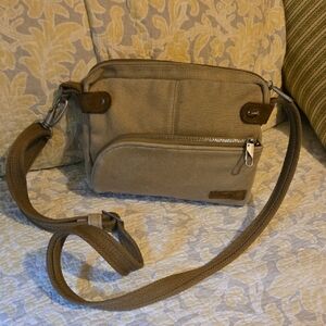 Travelon with key Tan Canvas Crossbody Bag